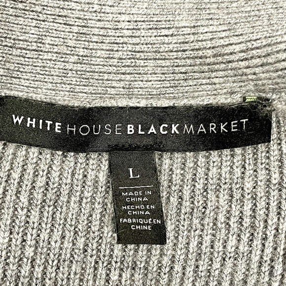 White House Black Market Gray Open Front Long Line Cardigan Size L - Picture 9 of 12